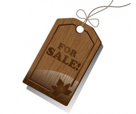 Vector set of Wooden labels elements 09