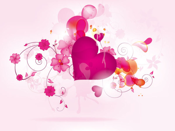 Abstract flower and heart Valentine vector graphic