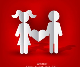 Paper People with heart vector