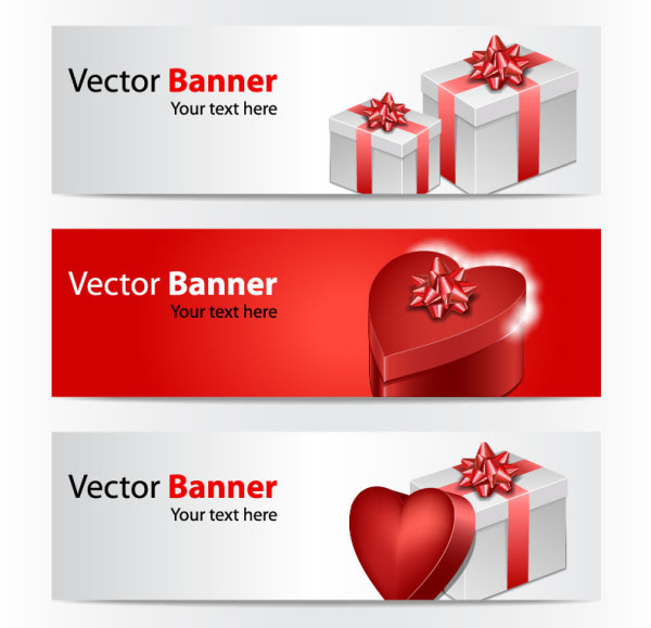 Valentine Gift Box banner vector