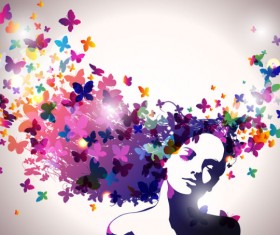 Creative colored Butterfly with Woman vector