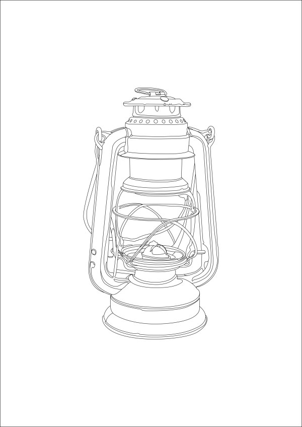 Hand painted Gas lamp vector