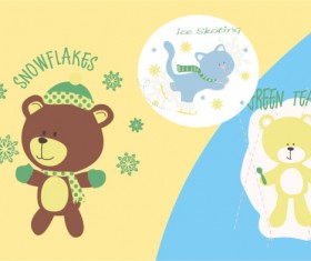 Cute cartoon Bear with snowflakes vector
