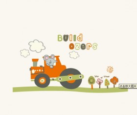 Cartoon Little mouse and trains vector