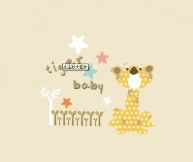 Cartoon tiger baby card vector