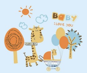 Cartoon Giraffe baby card vector