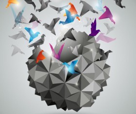 concept Paper Cranes vector backgrounds 01