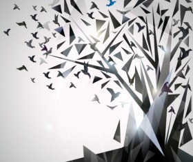 concept Paper Cranes vector backgrounds 03
