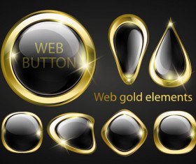 golden glow Web Buttons elements vector 01