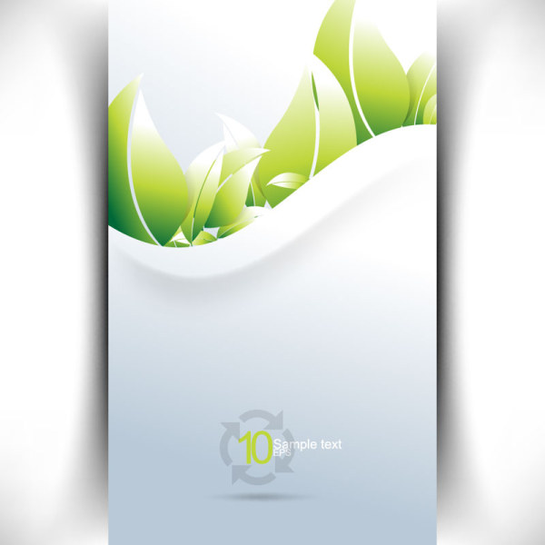 Bright Green leaves card vector 02