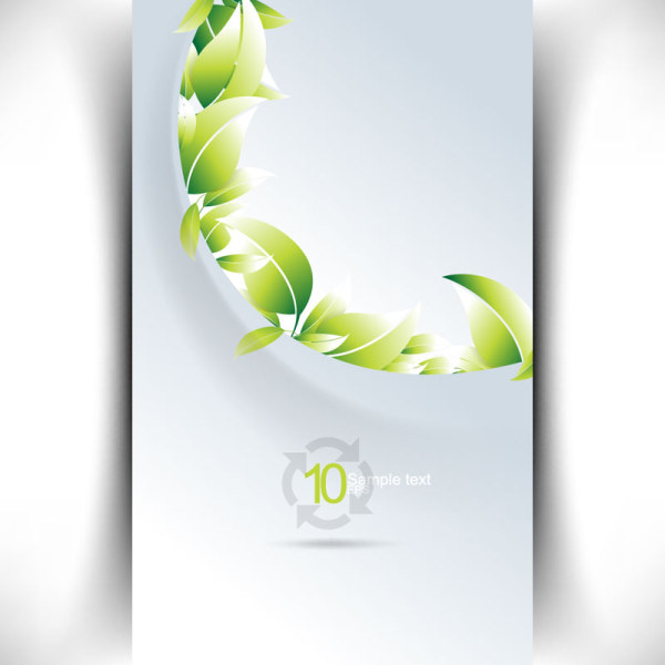 Bright Green leaves card vector 04