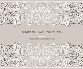 Vintage background with floral vector 02