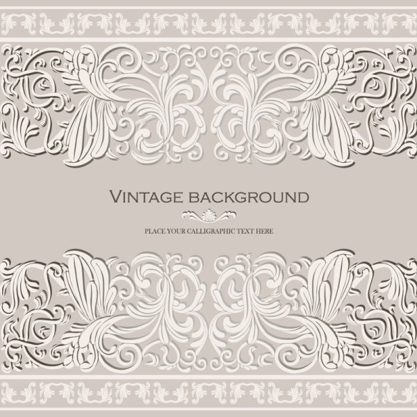 Vintage background with floral vector 02