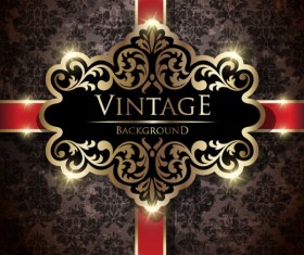Dark vintage floral vector background 02