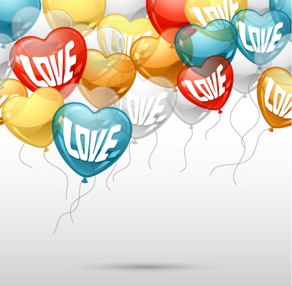 Heart-shaped Balloon design vector 03