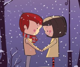 Winter Cartoon couple vector