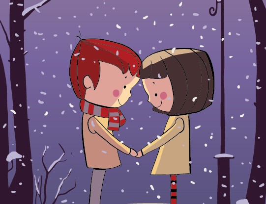 Winter Cartoon couple vector