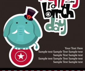 Cartoon Happy birthday postcard vector 01