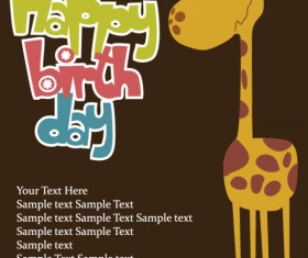 Cartoon Happy birthday postcard vector 02