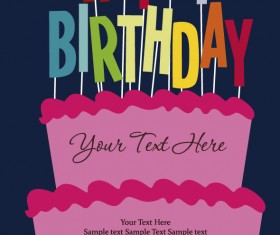 Cartoon Happy birthday postcard vector 03