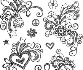Hand drawn floral decor design vector set 01