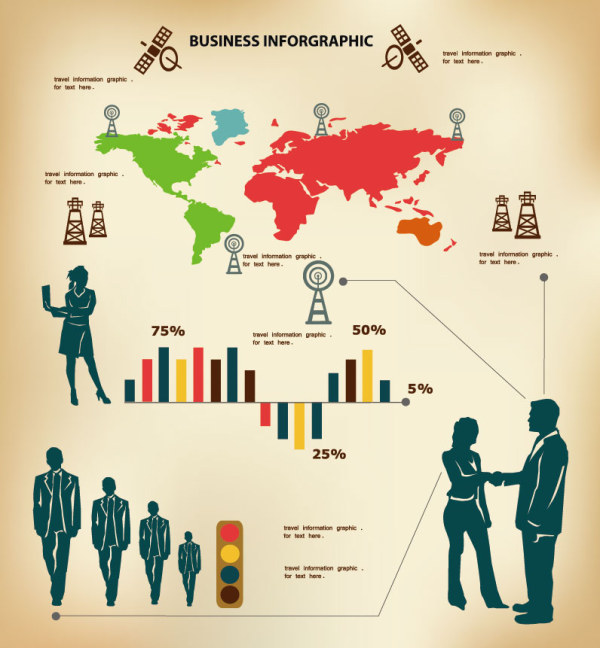 Business People with Business infographics design vector 01