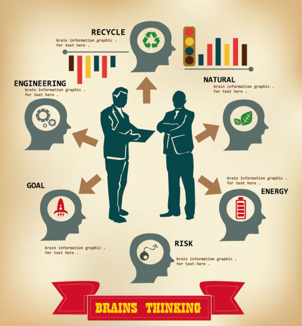 Business People with Business infographics design vector 04