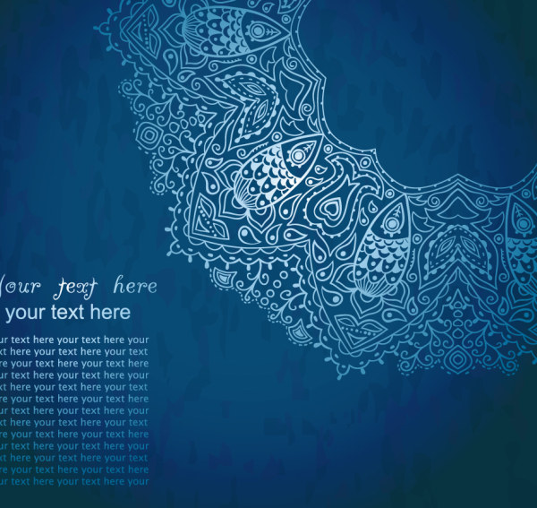Blue style Vintage lace vector background 02