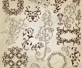 Vintage floral accessories and Borders vector 02