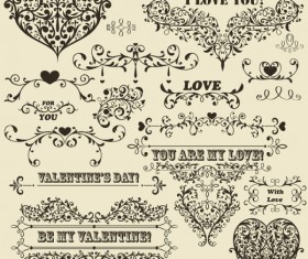 Vintage floral accessories and Borders vector 04