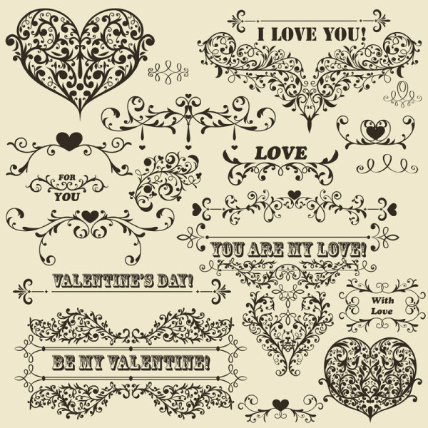 Vintage floral accessories and Borders vector 04