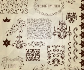Vintage floral accessories and Borders vector 05