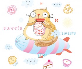 Funny cartoon Animal Illustration vector 01