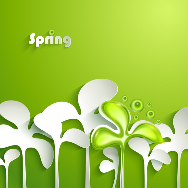 Paper cut spring elements background vector 01