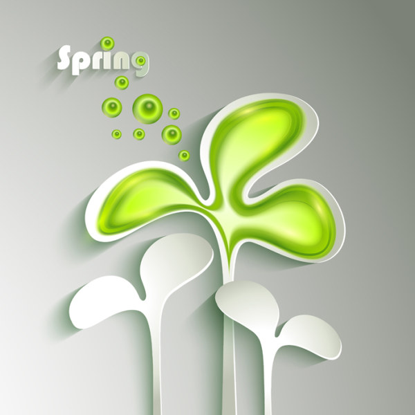 Paper cut spring elements background vector 02