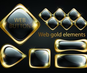 golden glow Web Buttons elements vector 02