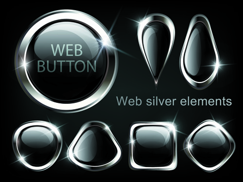 golden glow Web Buttons elements vector 03