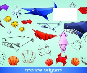 Cute Animal Origami elements vector 01