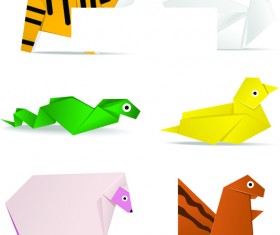 Cute Animal Origami elements vector 02