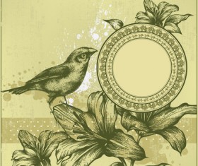 Retro Birds design elements vector 01