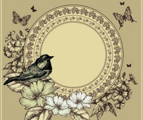 Retro Birds design elements vector 02