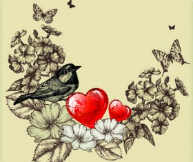 Retro Birds design elements vector 04