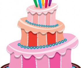 Set of Birthday cake vector material 01