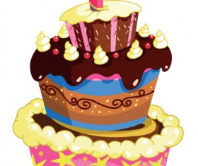Set of Birthday cake vector material 02