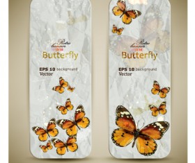 Retro Butterfly invitation cards vector 01