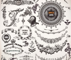 Retro Calligraphy design elements vector graphic 01