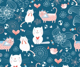 Funny Cat pattern vector 01