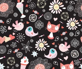 Funny Cat pattern vector 02