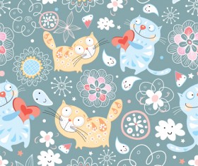 Funny Cat pattern vector 03