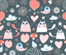 Funny Cat pattern vector 04